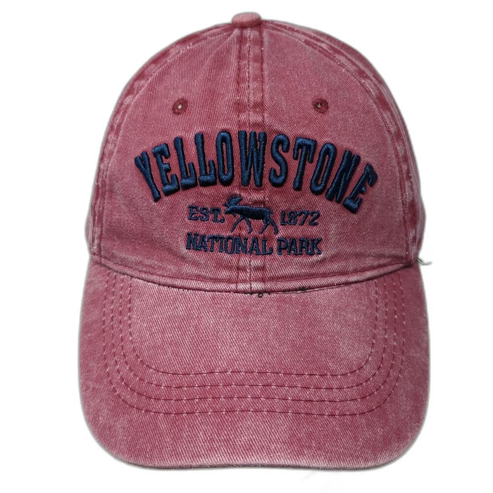 Lucky 7 Baseball Cap Red OSFM Yellowstone National Park Cotton Embroidered Hat